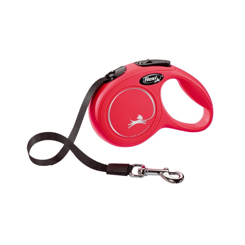 FLEXI New Classic Tape Retractable Dog Leash for Extra Small Dogs Upto 26 lbs. â€“ 10 ft., Red | Tangle Free Pet Walking Leash with One-Handed Brake, Pause, Lock|German Quality Product - Image 1
